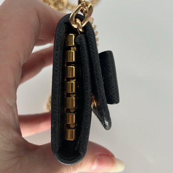 Prada Black Saffiano Bow Ribbon Key Case on Chain - Picture 6 of 12